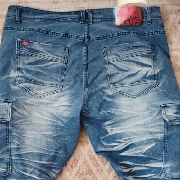 Demolition Men's Blue Distressed Jeans - Picture 6 of 7